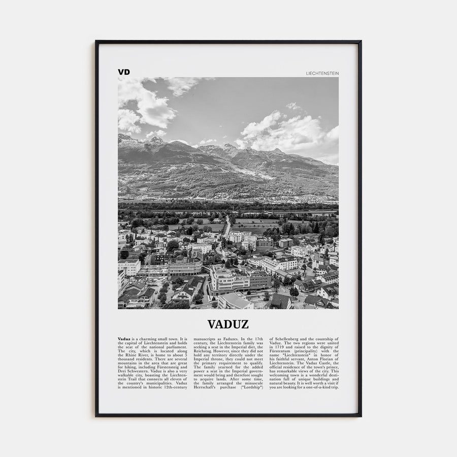 Vaduz Travel B&W Poster