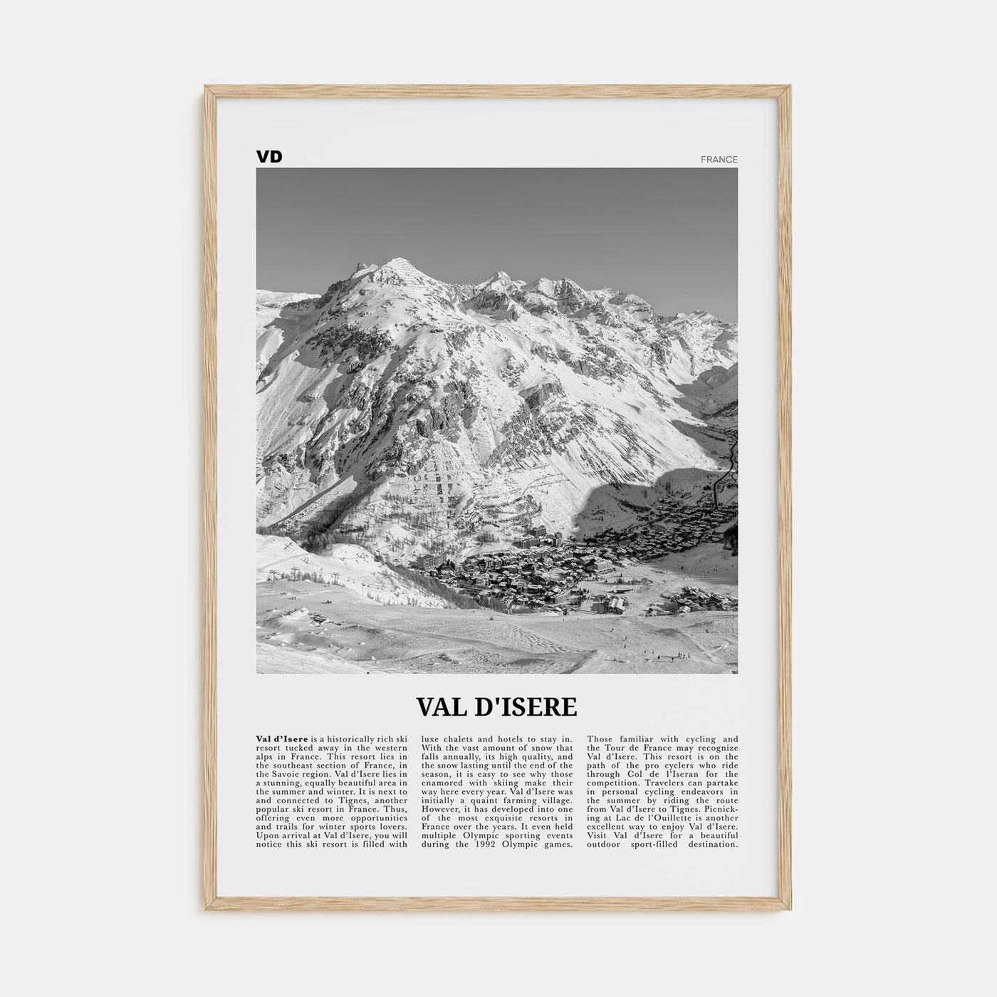 Val d'Isère Travel B&W Poster