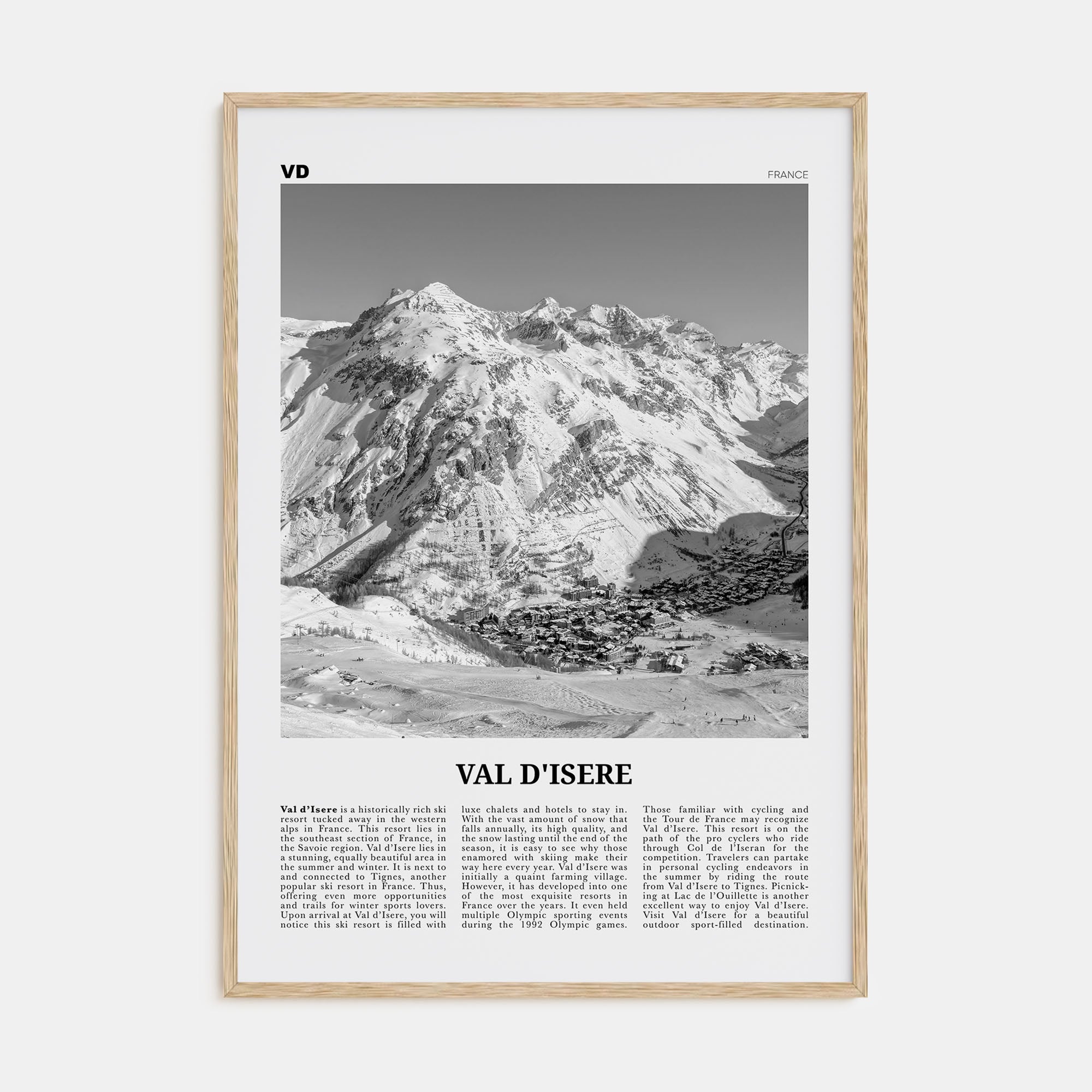 Val d'Isère Travel B&W Poster