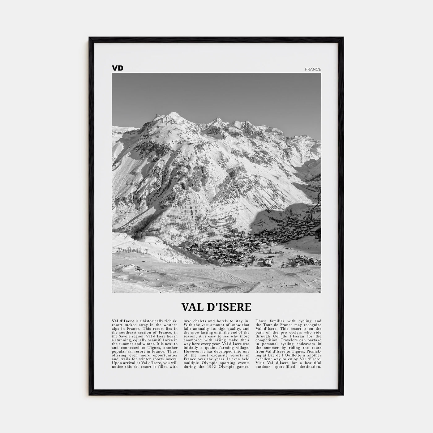 Val d'Isère Travel B&W Poster
