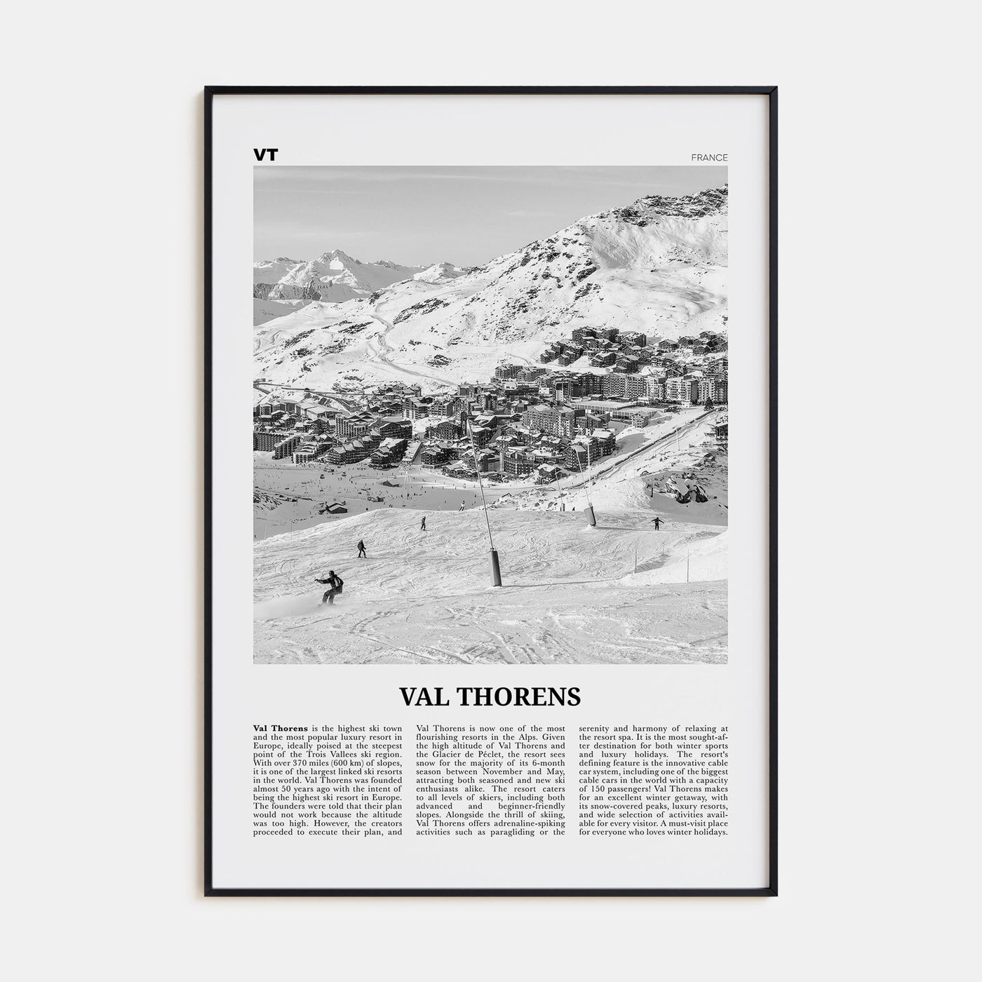 Val Thorens Travel B&W Poster