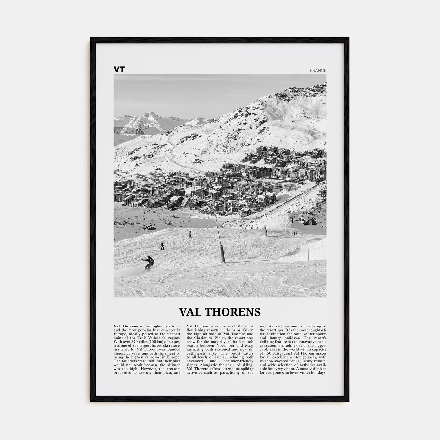Val Thorens Travel B&W Poster