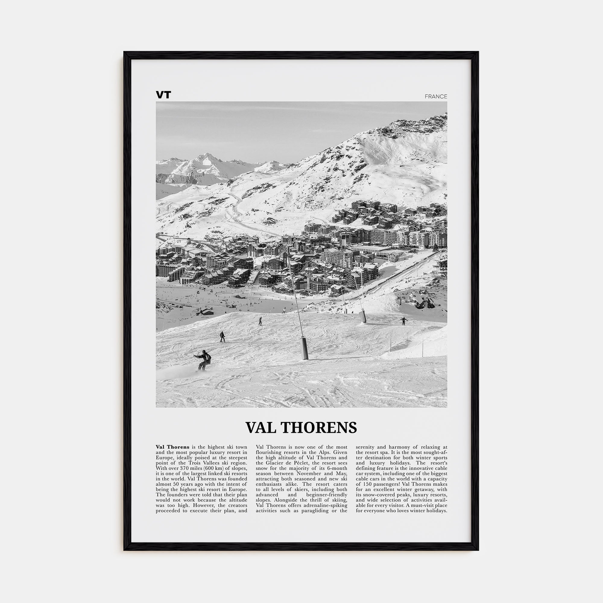 Val Thorens Travel B&W Poster