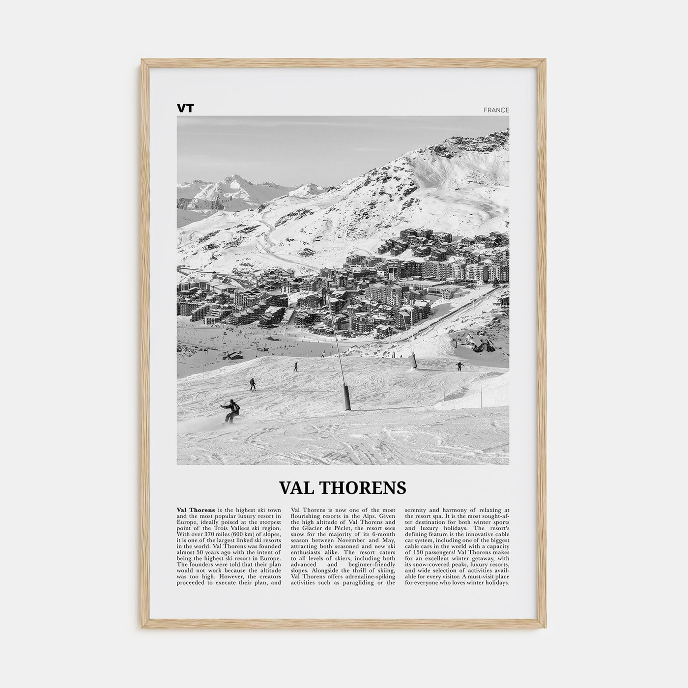 Val Thorens Travel B&W Poster