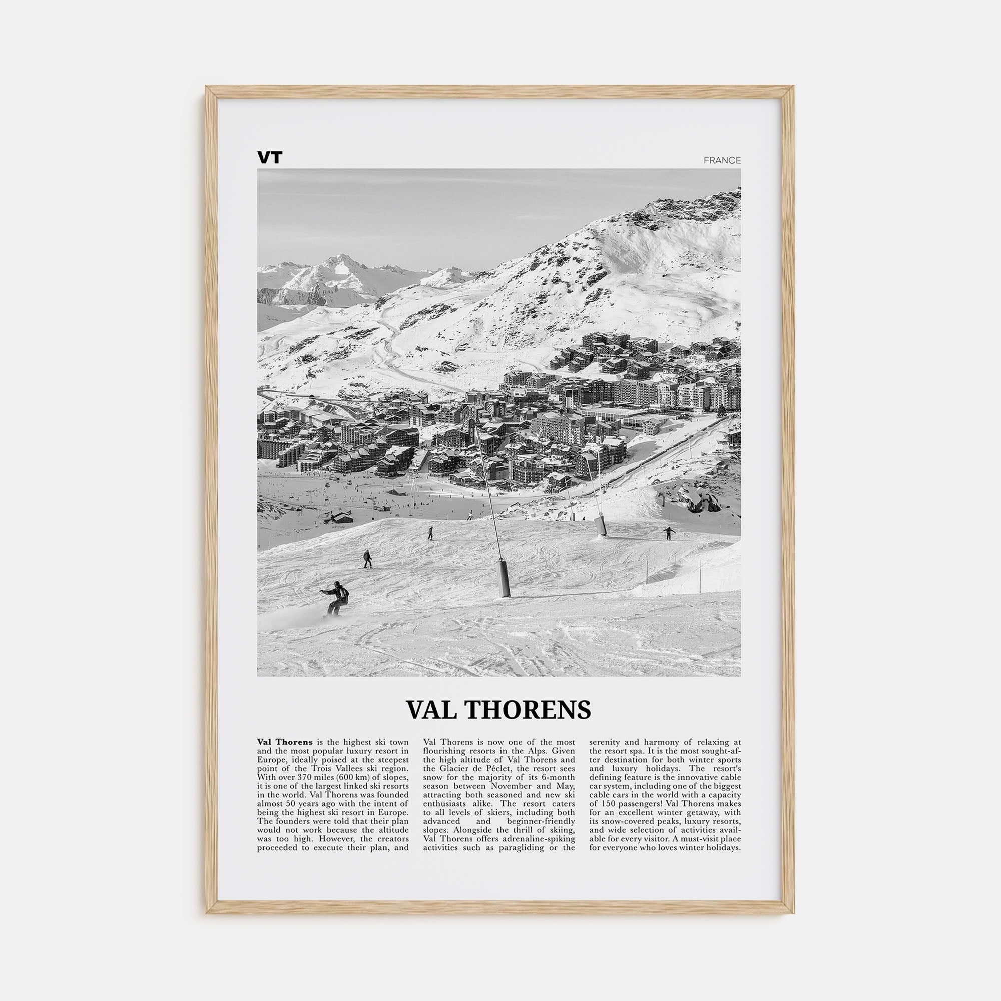 Val Thorens Travel B&W Poster