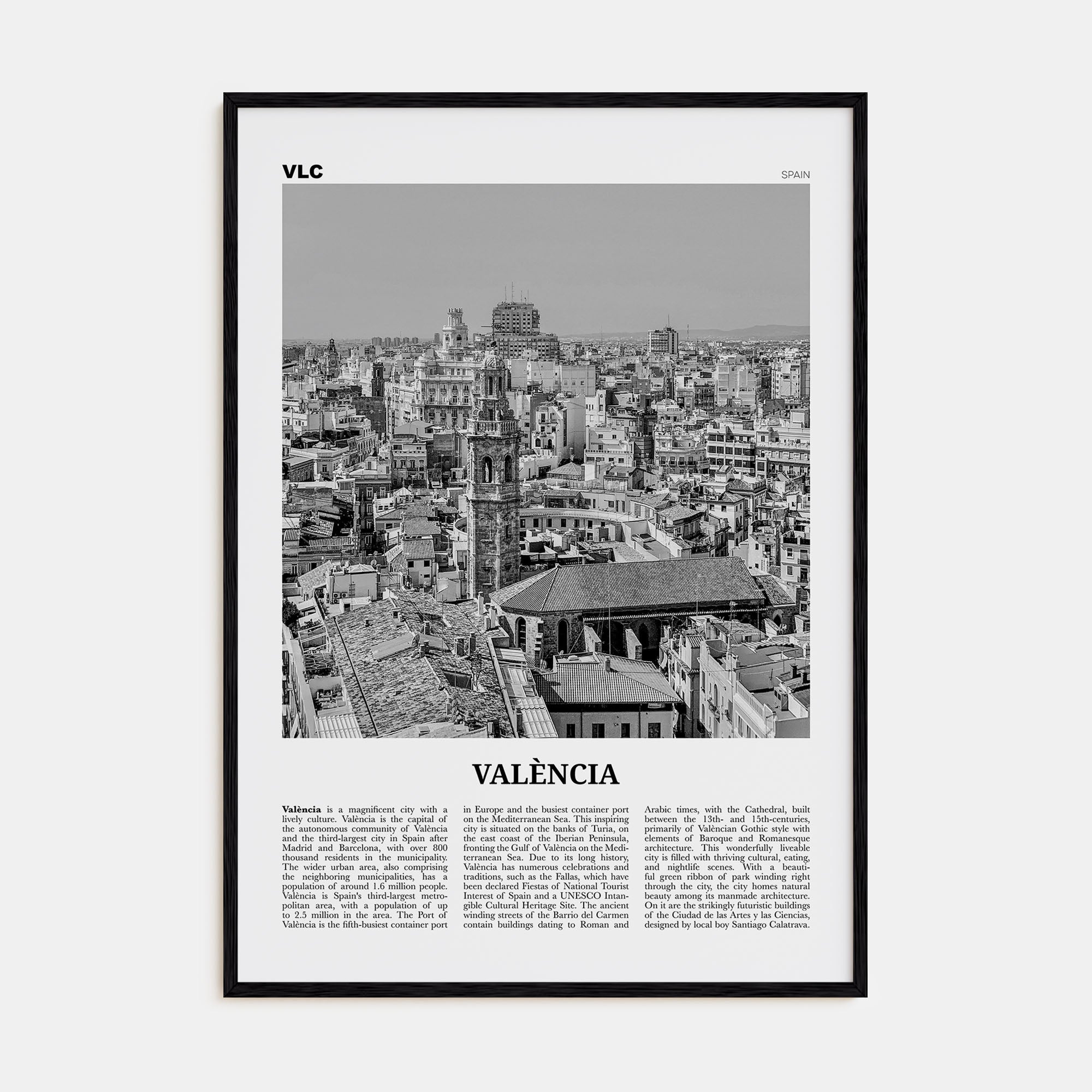 Valencia Travel B&W No 2 Poster