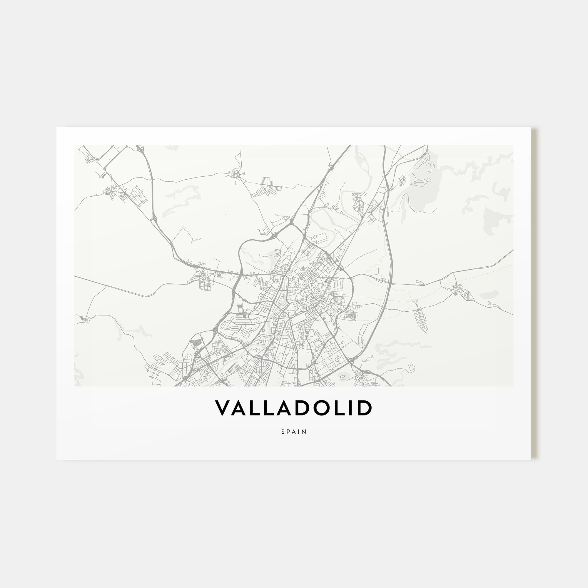 Valladolid, Spain Map Landscape Poster
