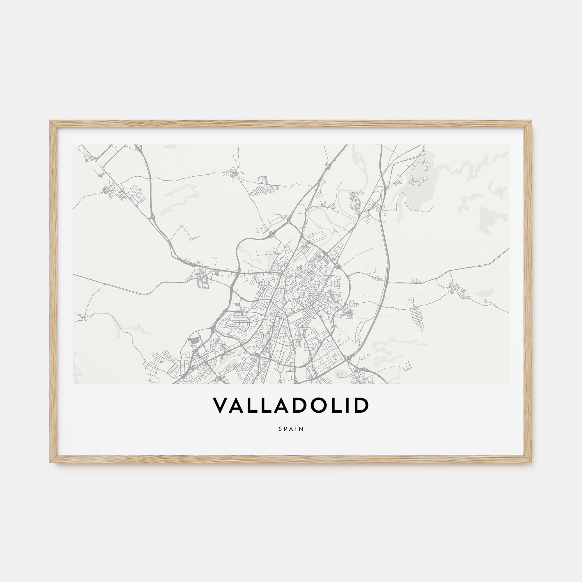 Valladolid, Spain Map Landscape Poster