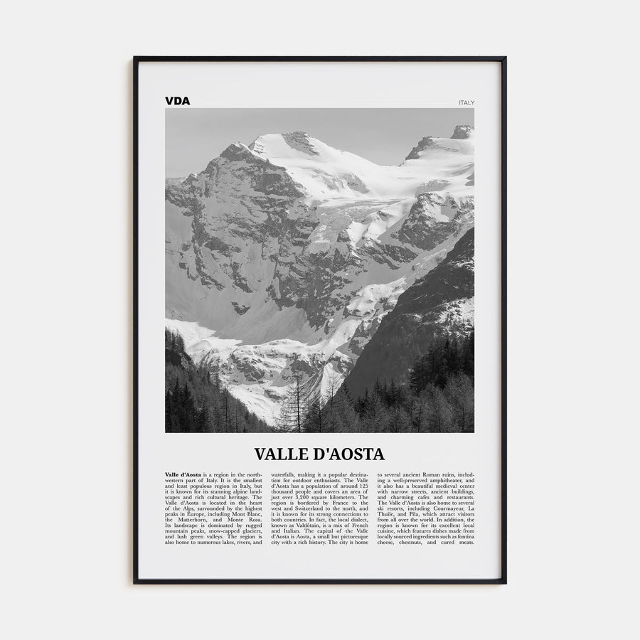 Valle d'Aosta Travel B&W Poster