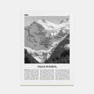Valle d'Aosta Travel B&W Poster