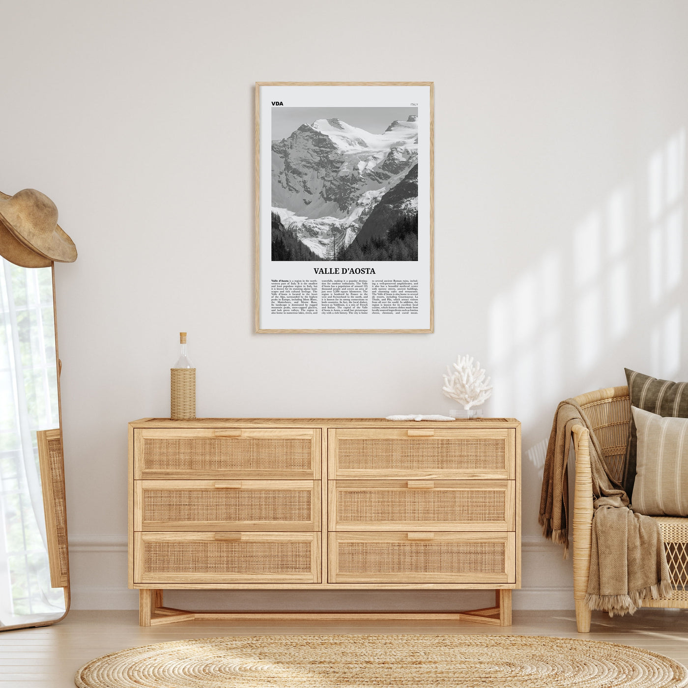 Valle d'Aosta Travel B&W Poster