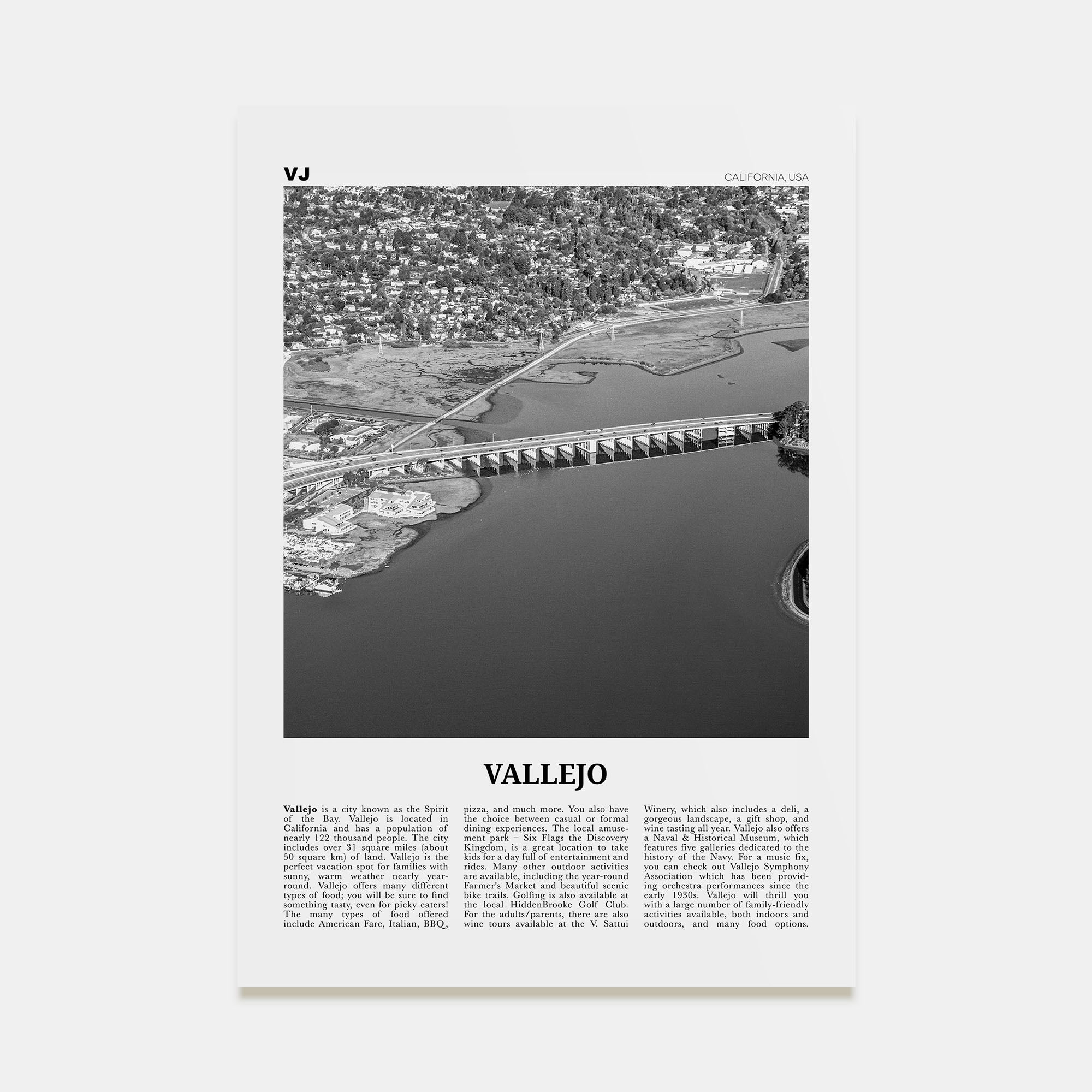 Vallejo Travel B&W Poster