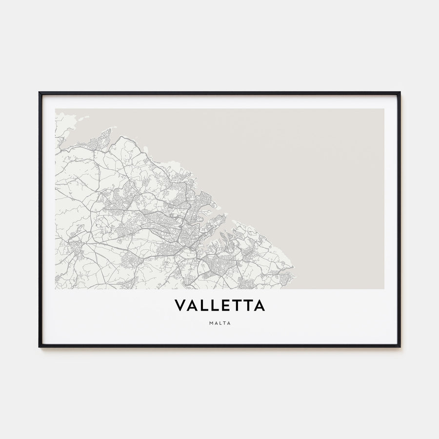 Valletta Map Landscape Poster