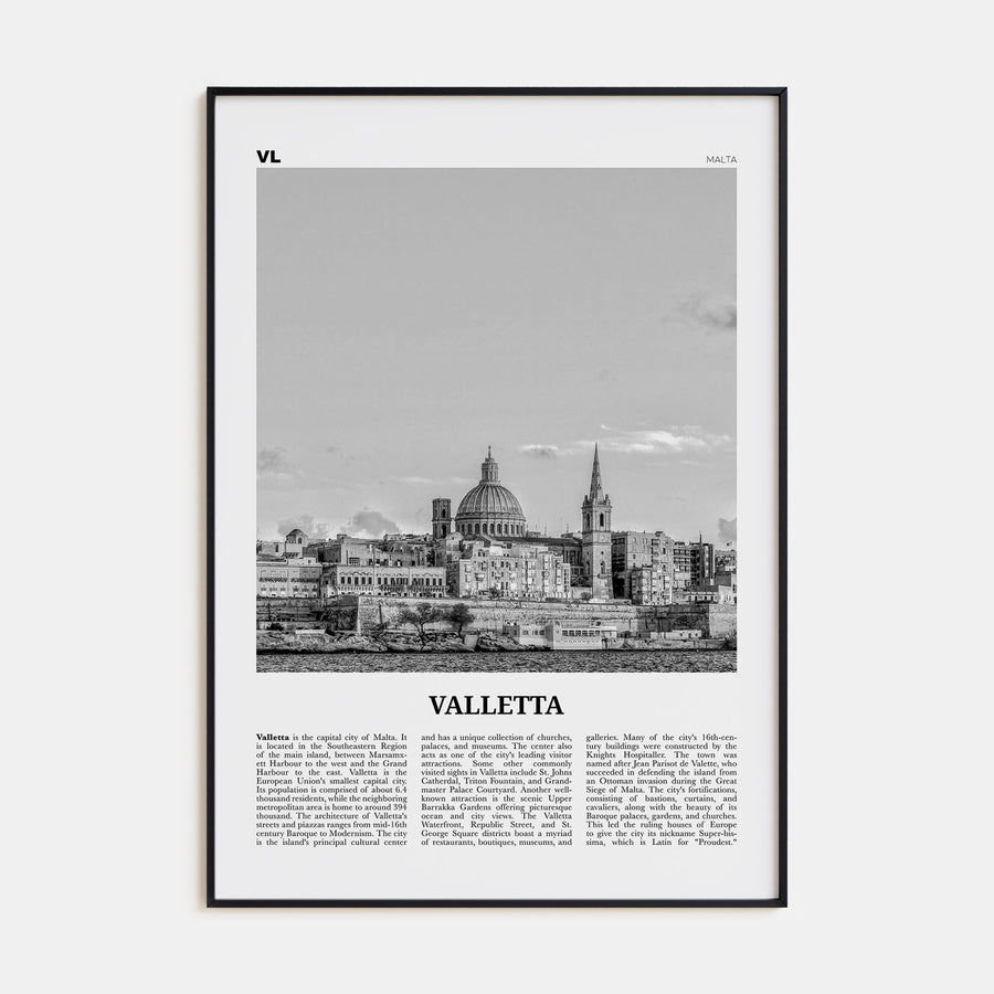 Valletta Travel B&W Poster