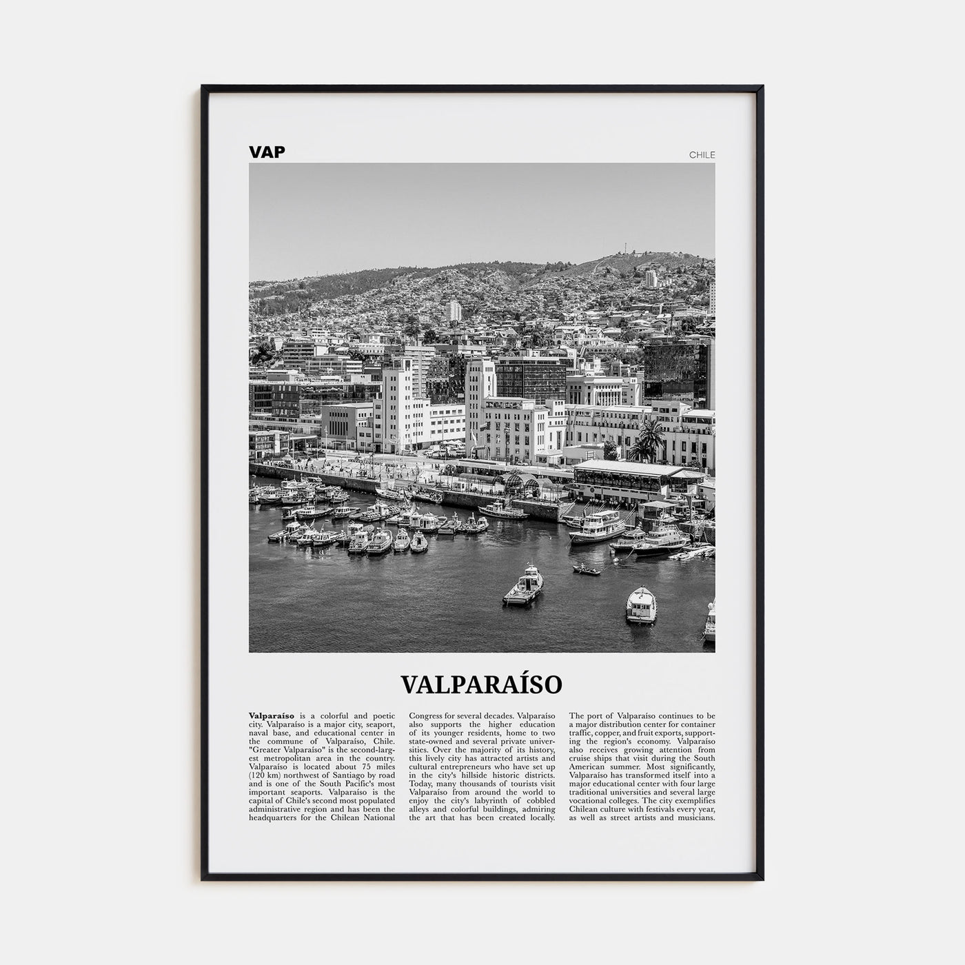 Valparaíso Travel B&W Poster