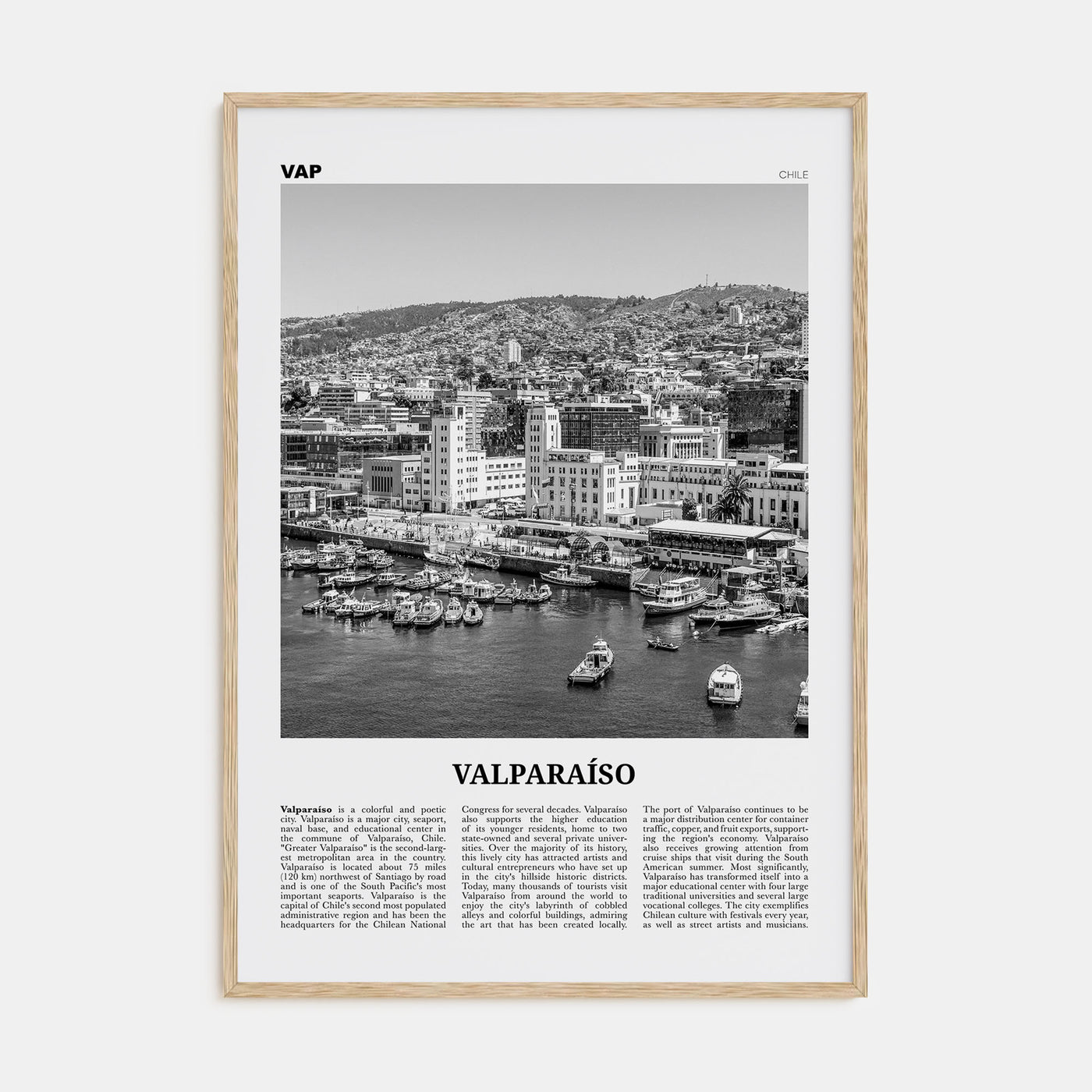 Valparaíso Travel B&W Poster