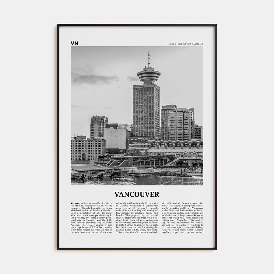 Vancouver, Canada Travel B&W No 4 Poster