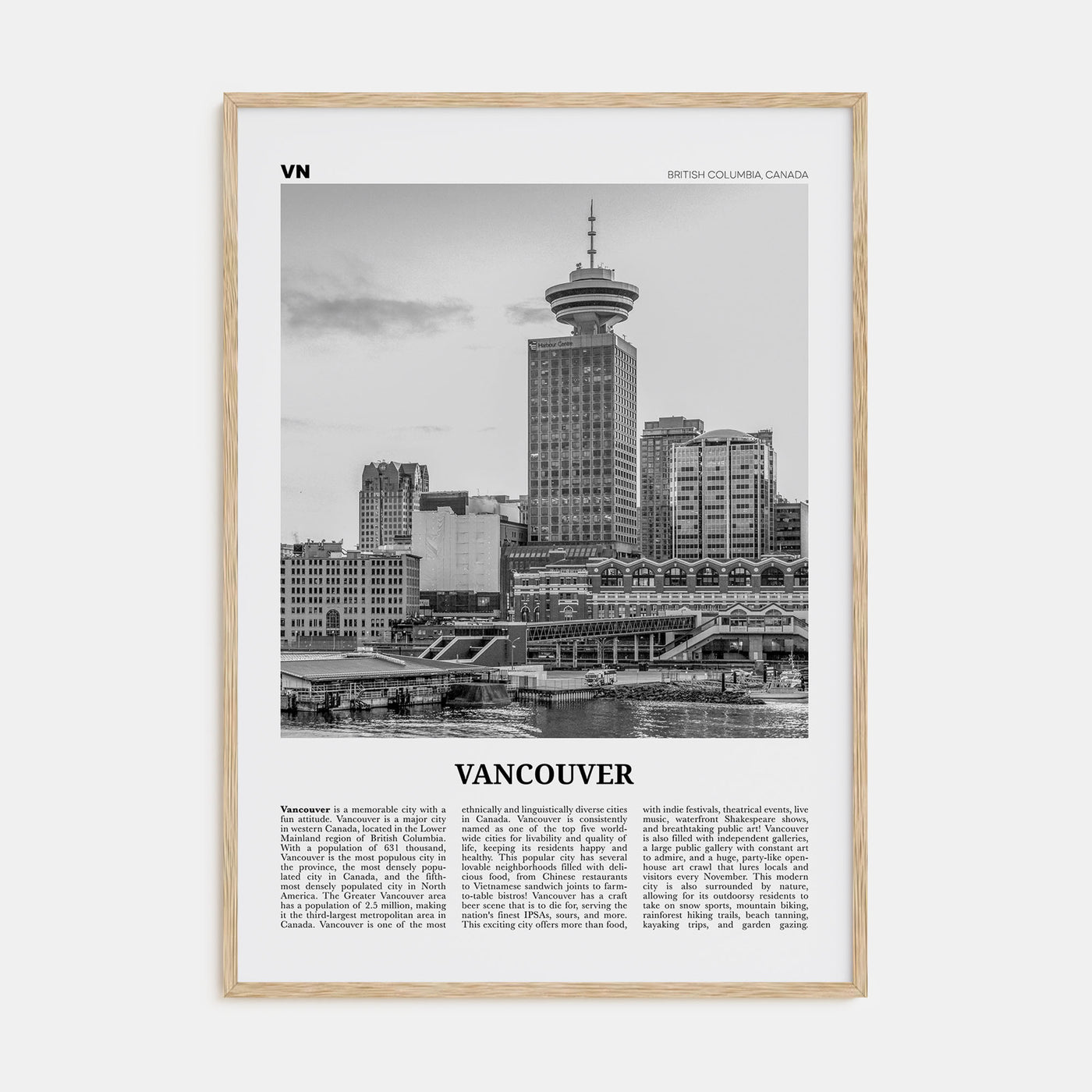 Vancouver, Canada Travel B&W No 4 Poster