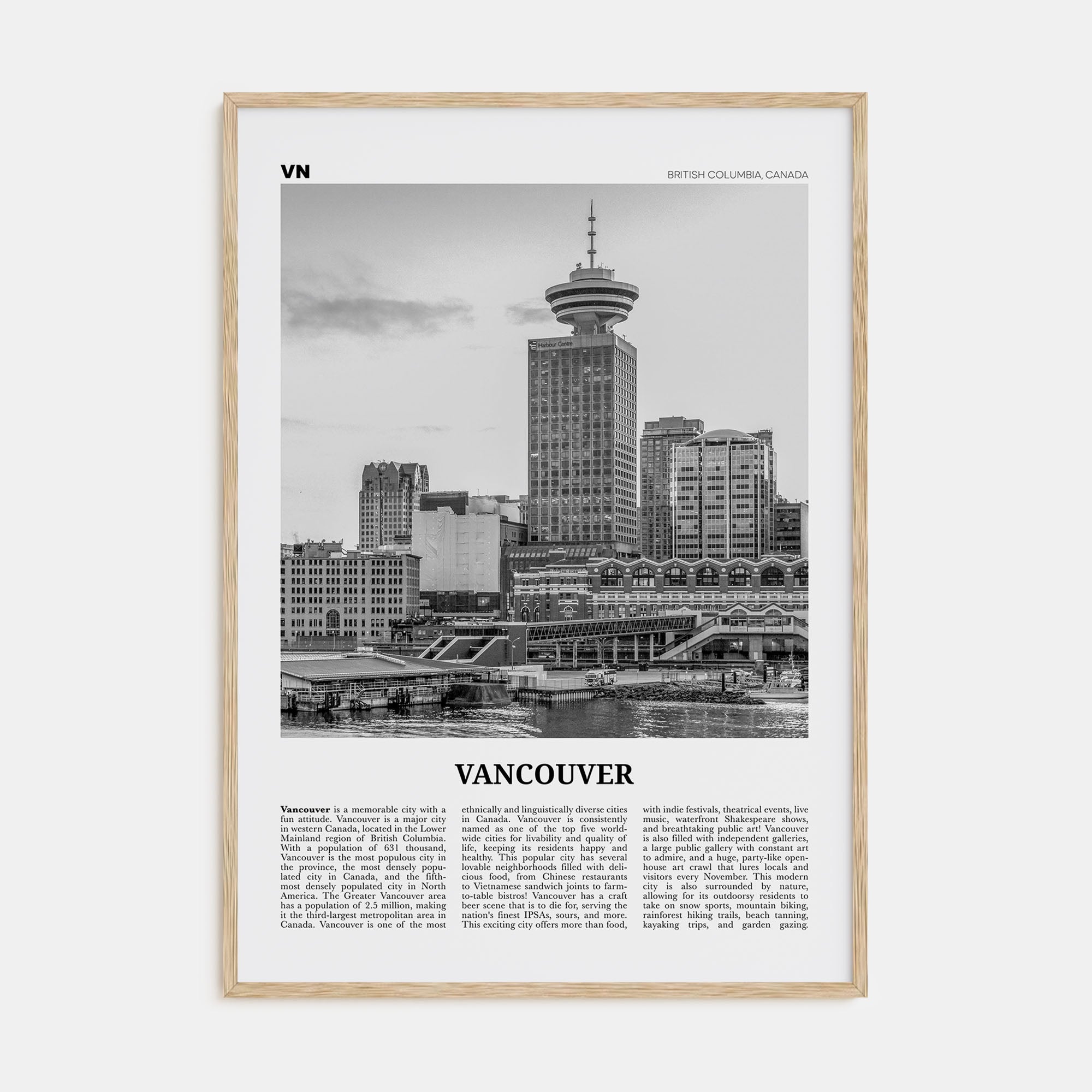 Vancouver, Canada Travel B&W No 4 Poster