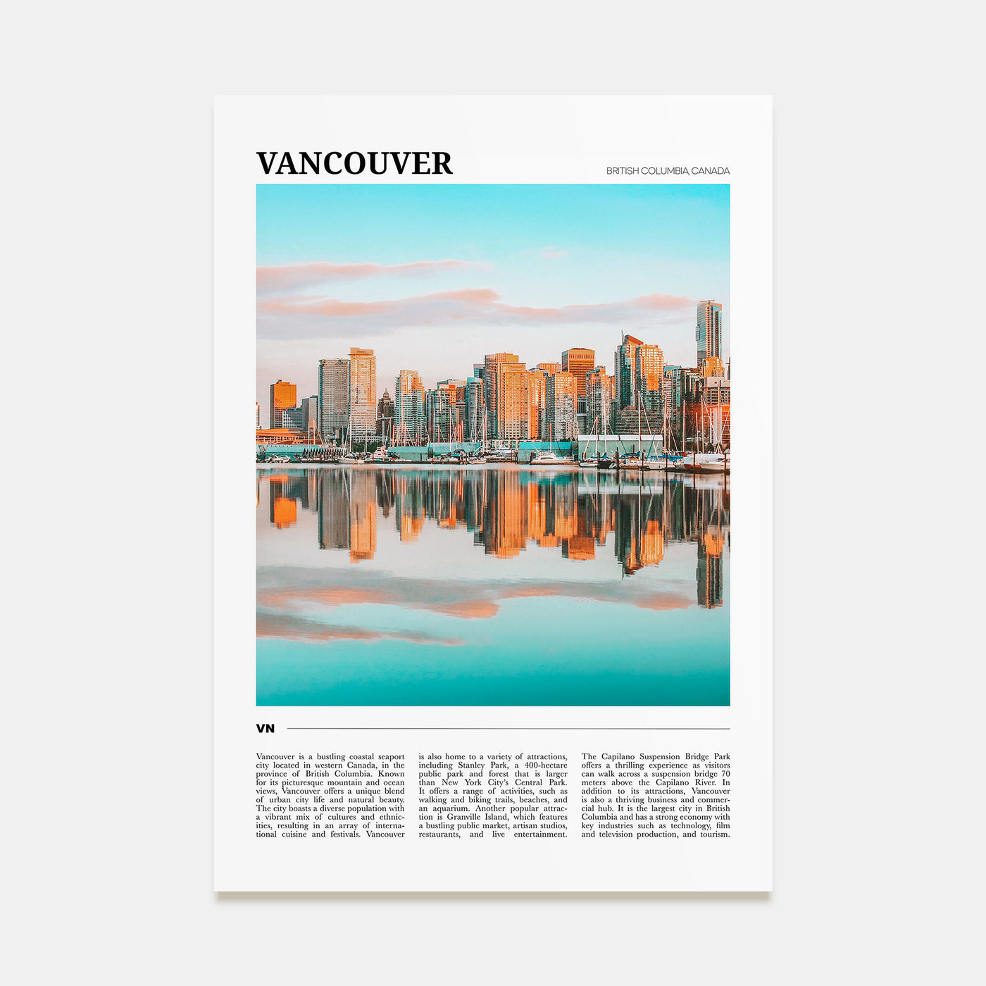 Vancouver, Canada Travel Color No 1 Poster