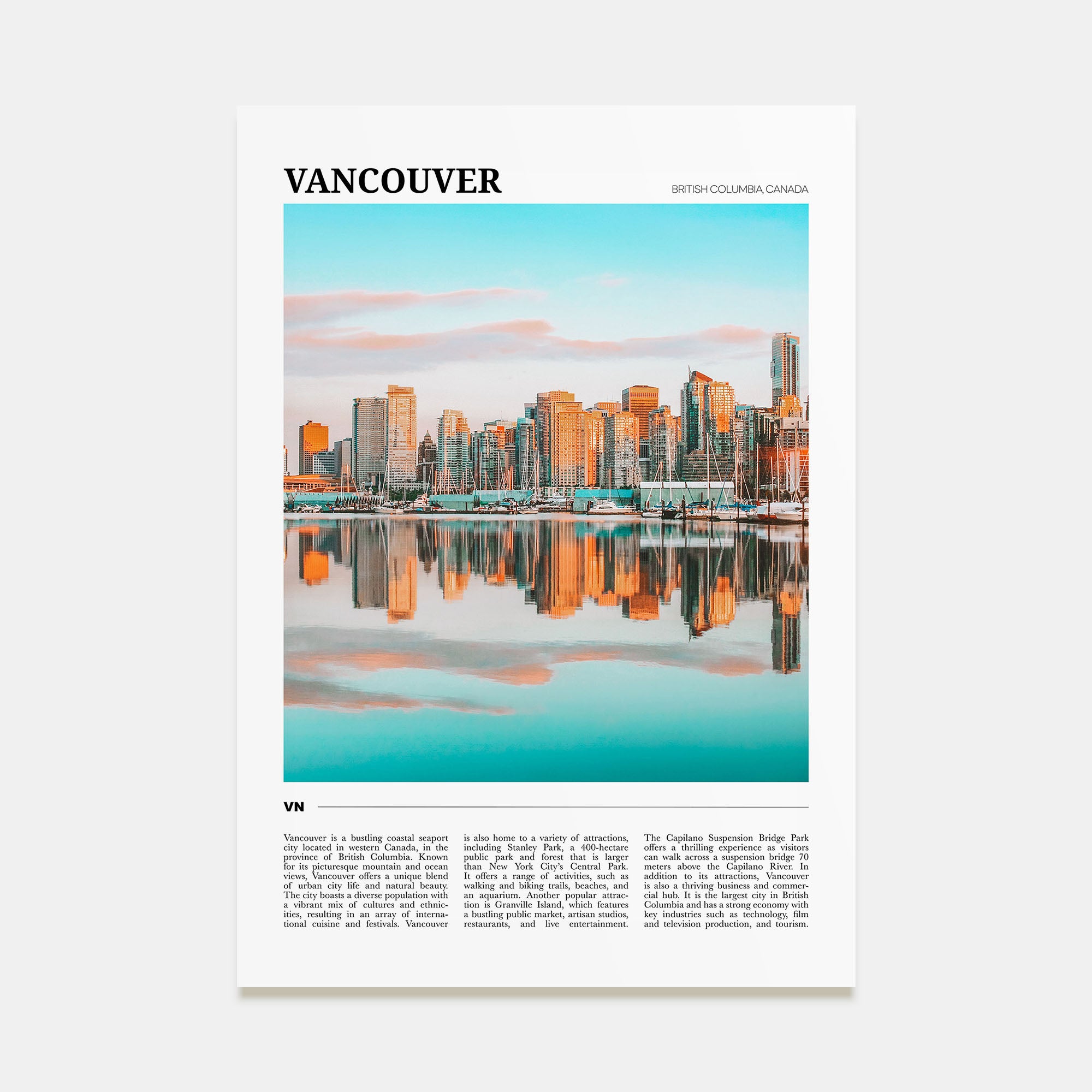 Vancouver, Canada Travel Color No 1 Poster