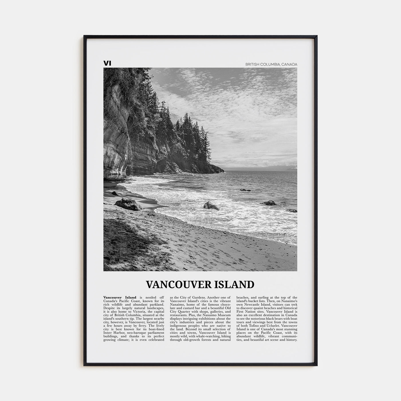 Vancouver Island Travel B&W Poster
