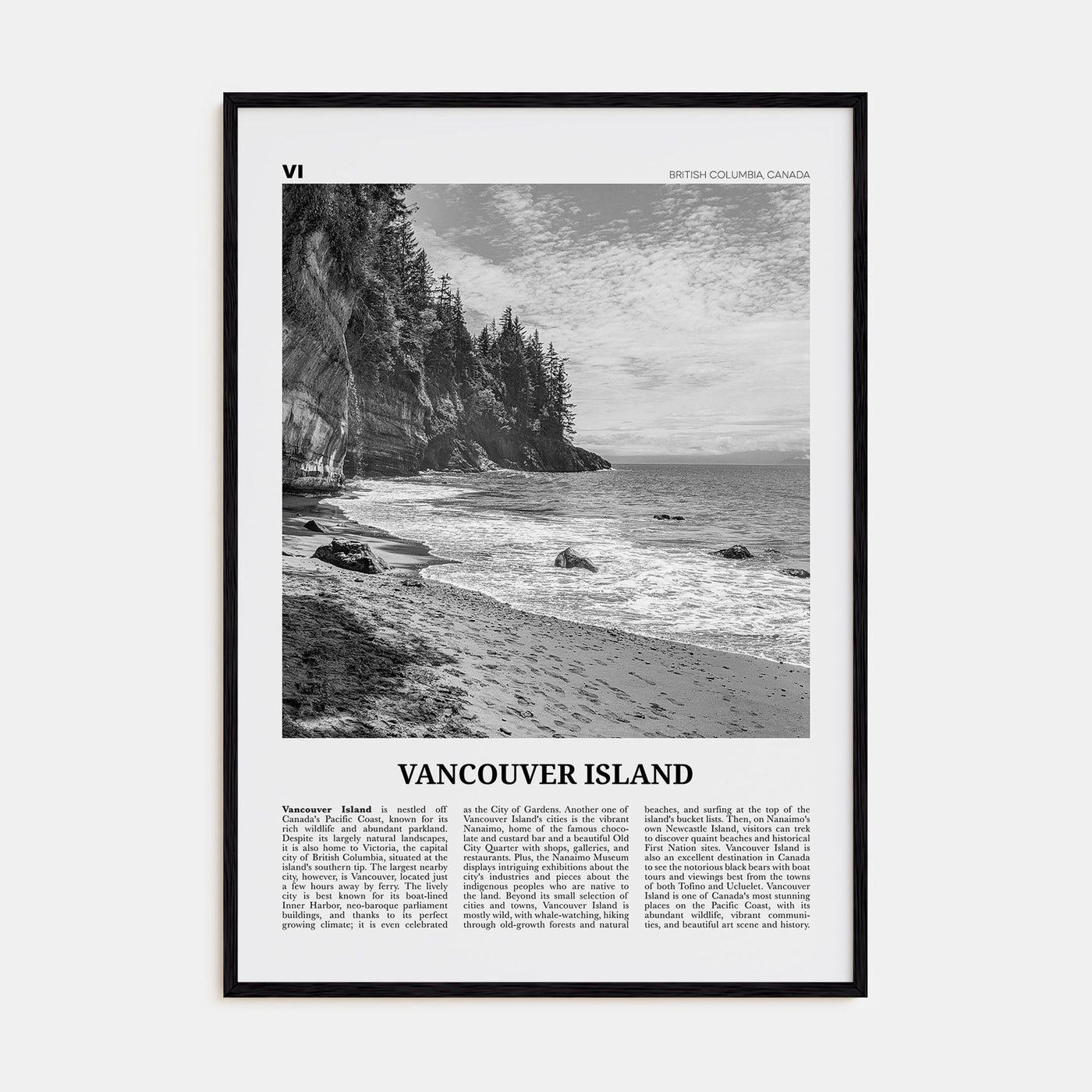 Vancouver Island Travel B&W Poster