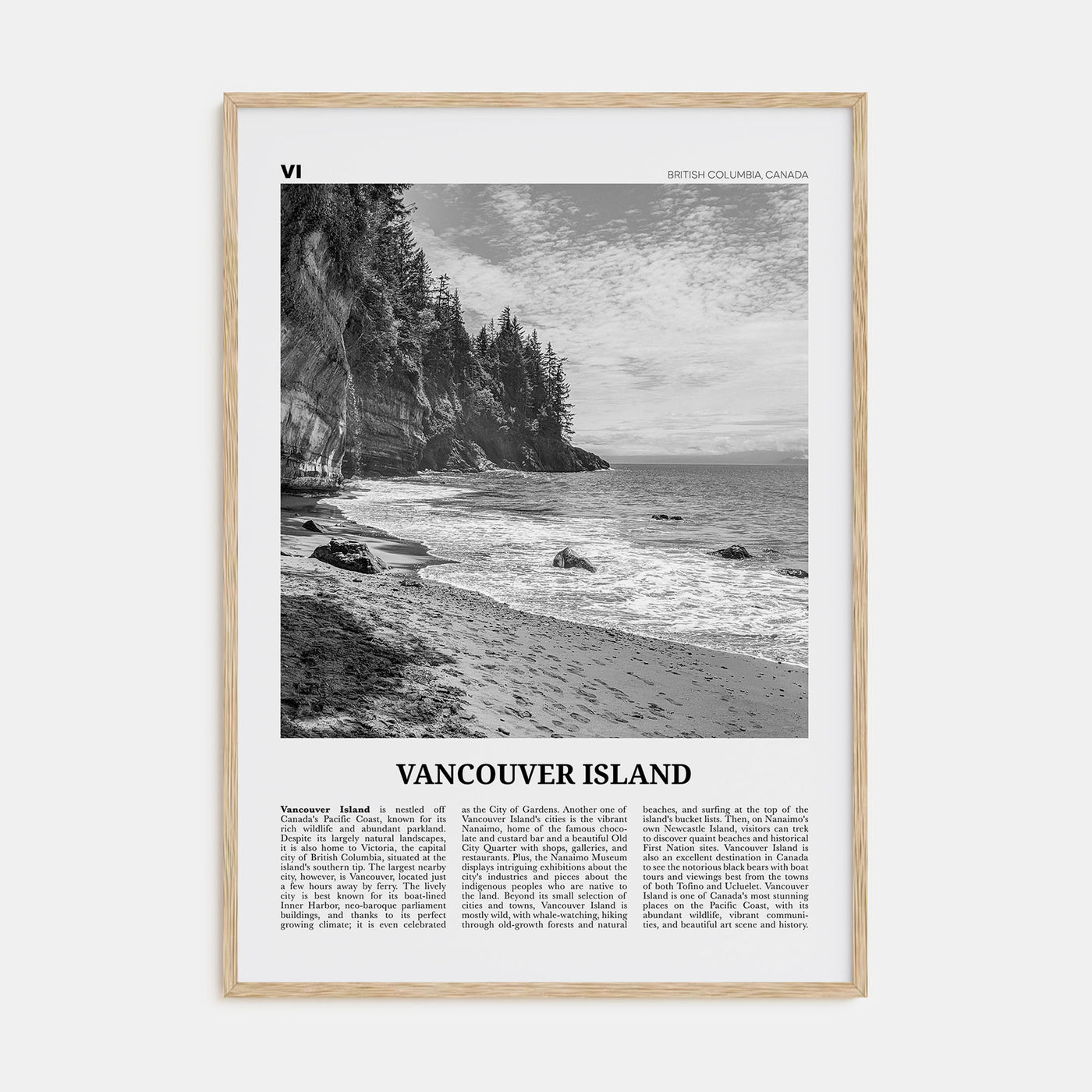 Vancouver Island Travel B&W Poster