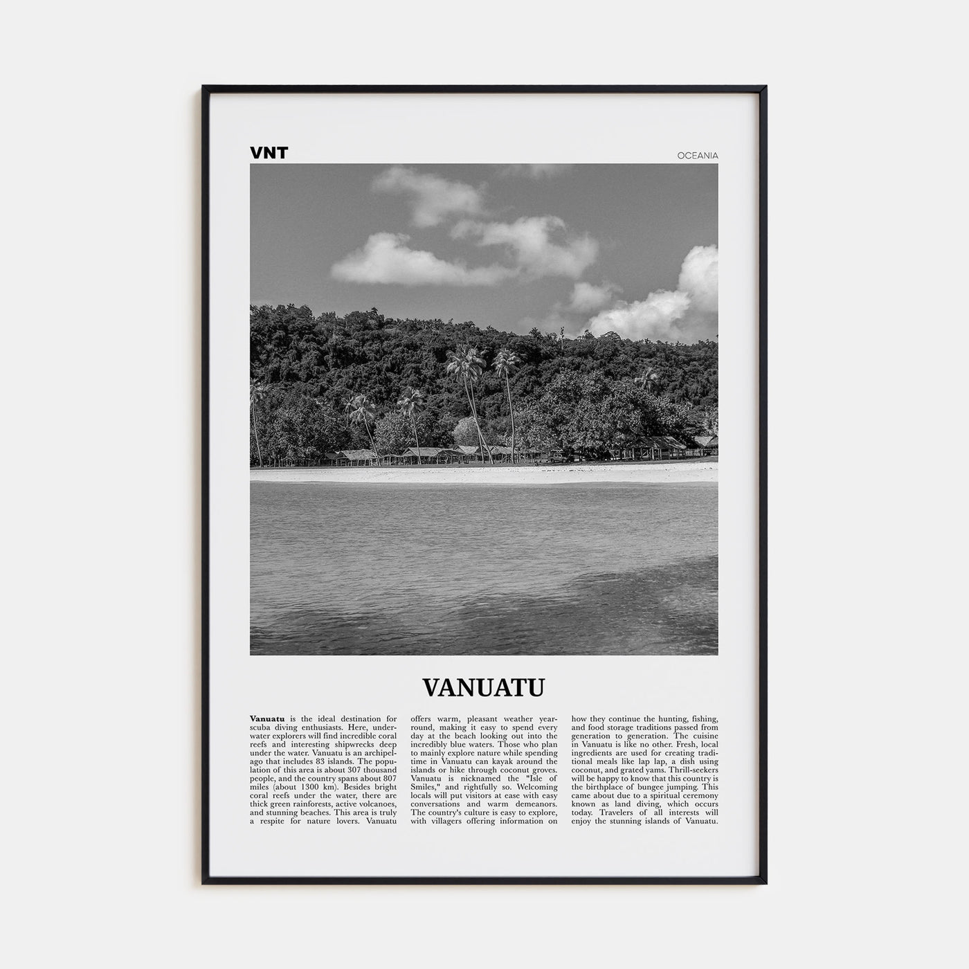 Vanuatu Travel B&W Poster