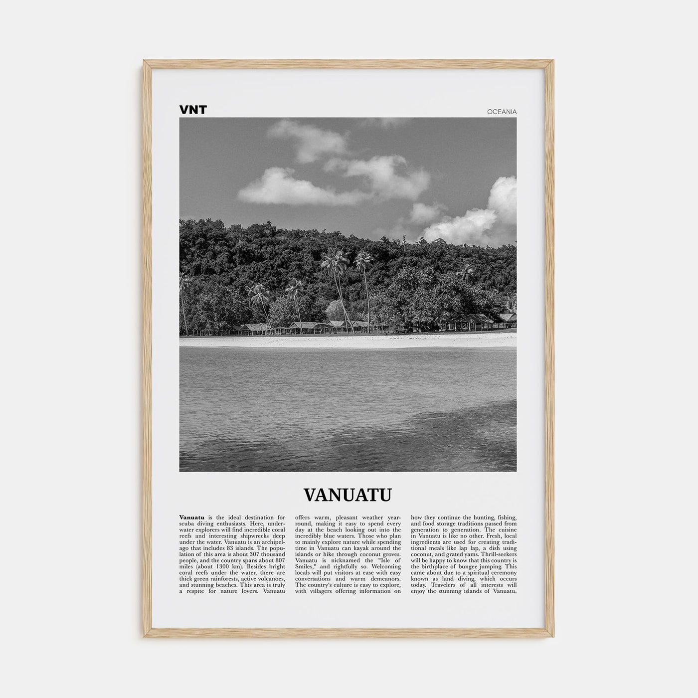 Vanuatu Travel B&W Poster