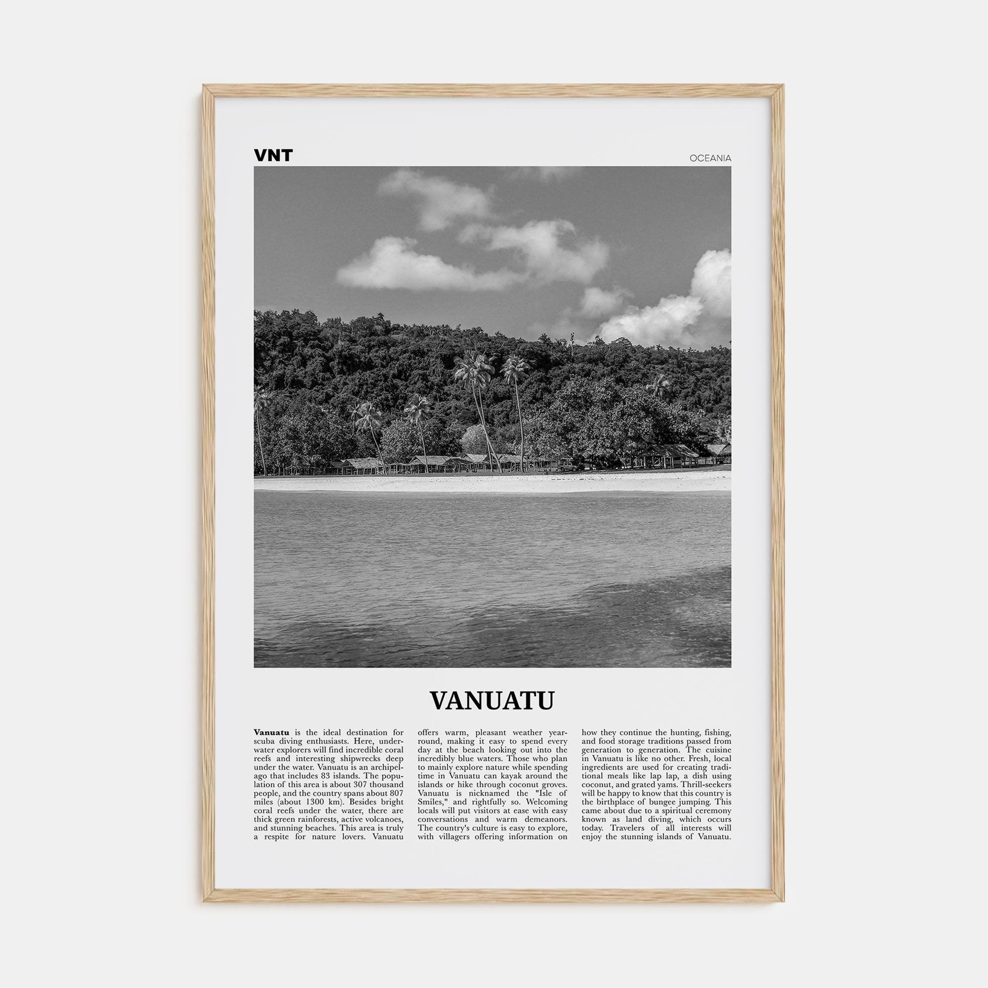 Vanuatu Travel B&W Poster