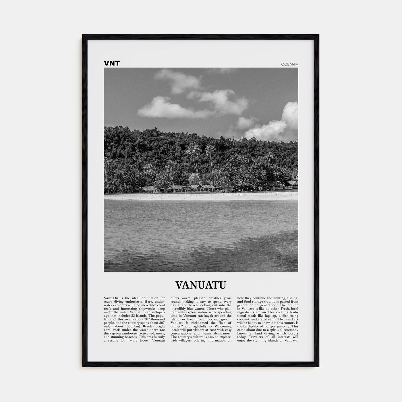 Vanuatu Travel B&W Poster