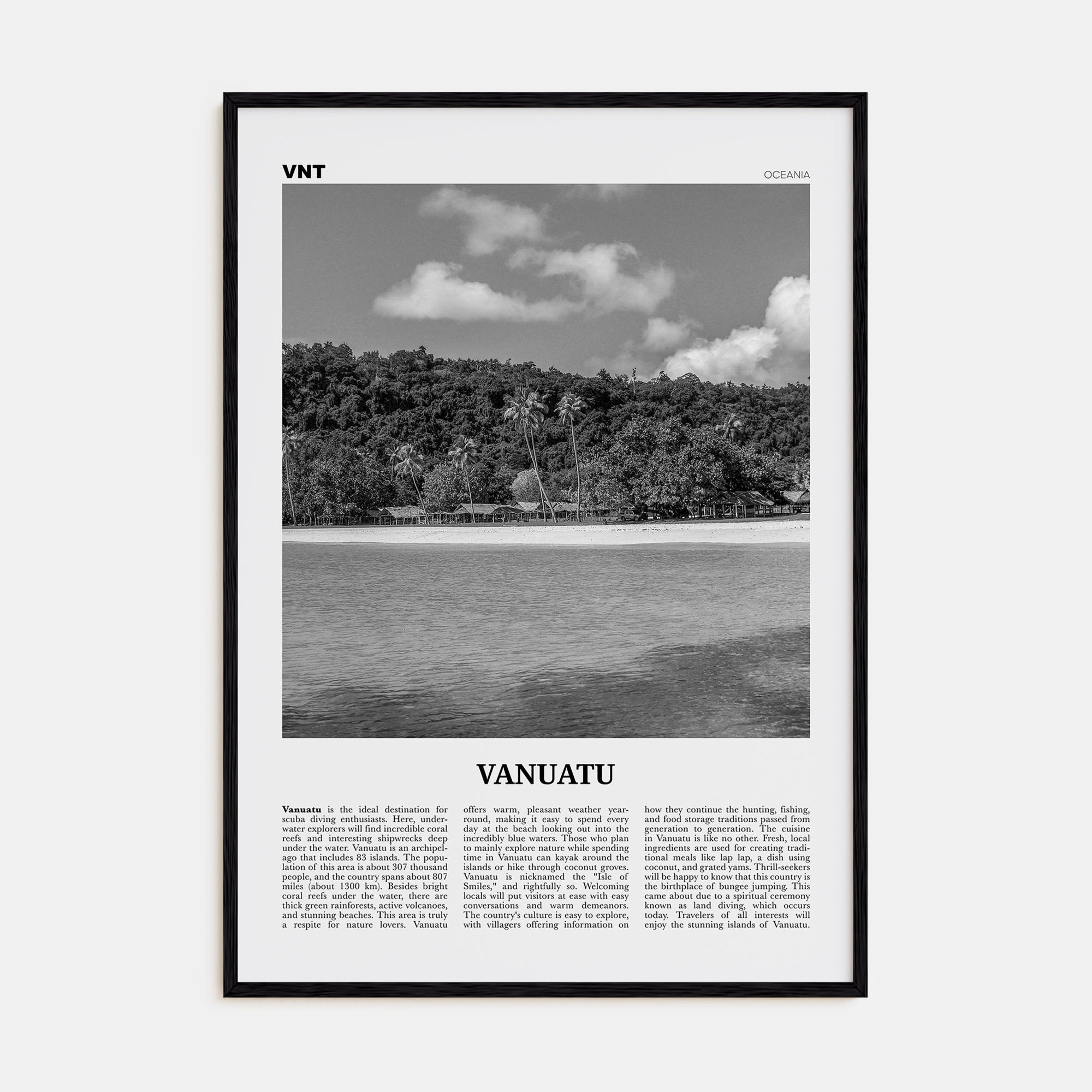 Vanuatu Travel B&W Poster