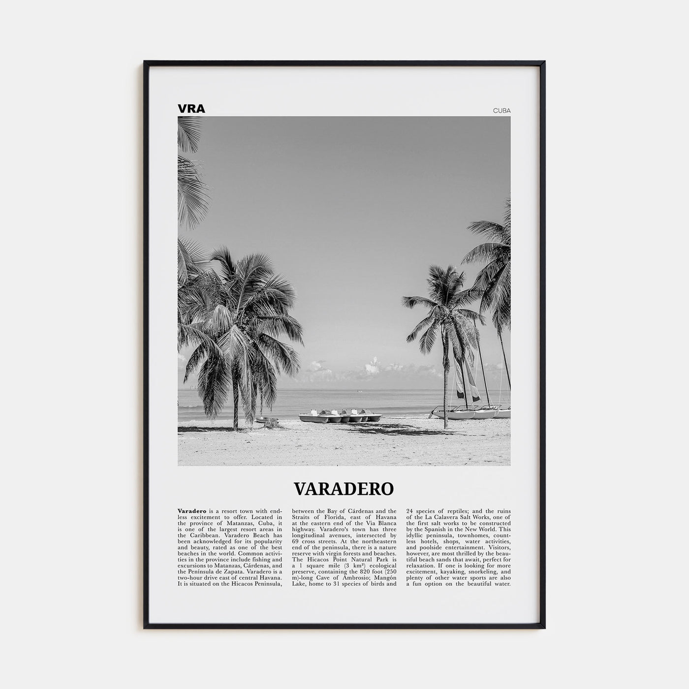 Varadero Travel B&W Poster