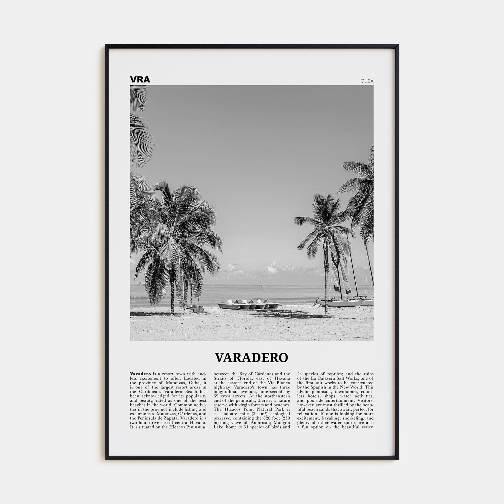 Varadero Travel B&W Poster
