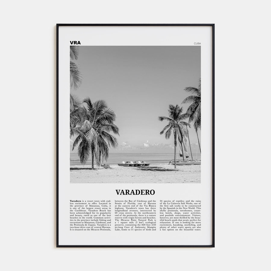 Varadero Travel B&W Poster