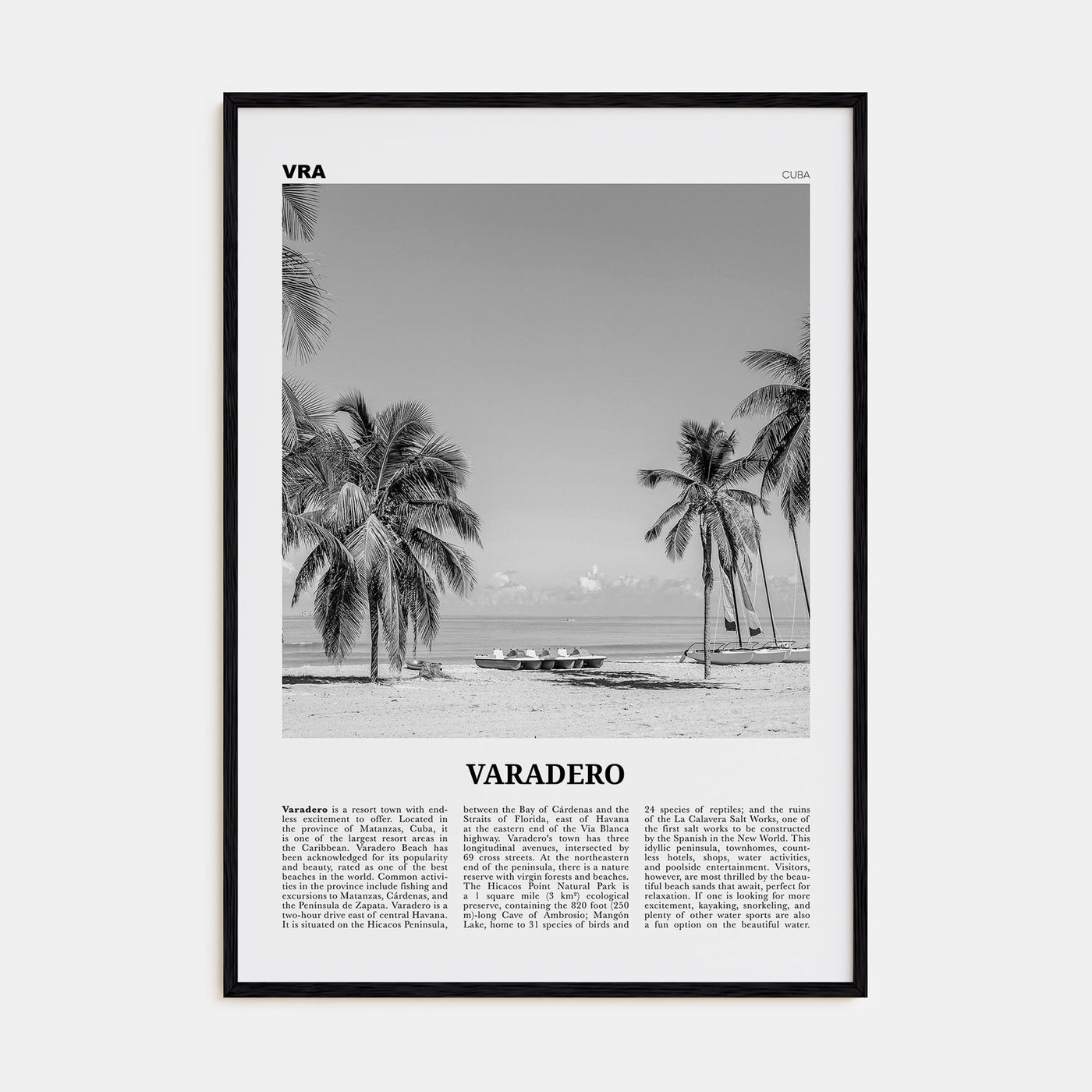 Varadero Travel B&W Poster