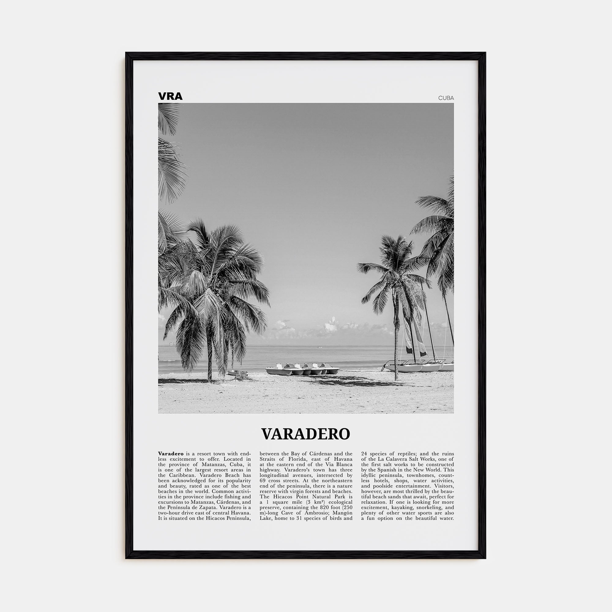 Varadero Travel B&W Poster