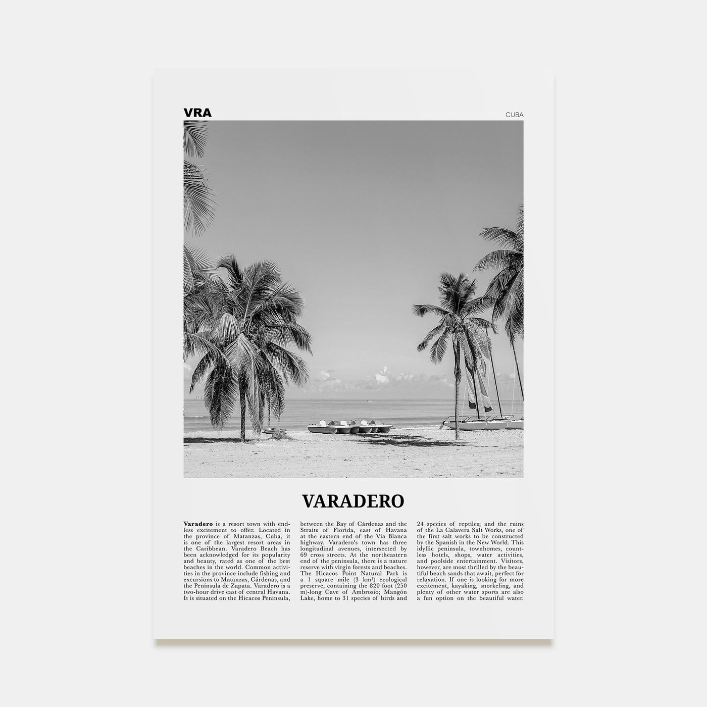 Varadero Travel B&W Poster