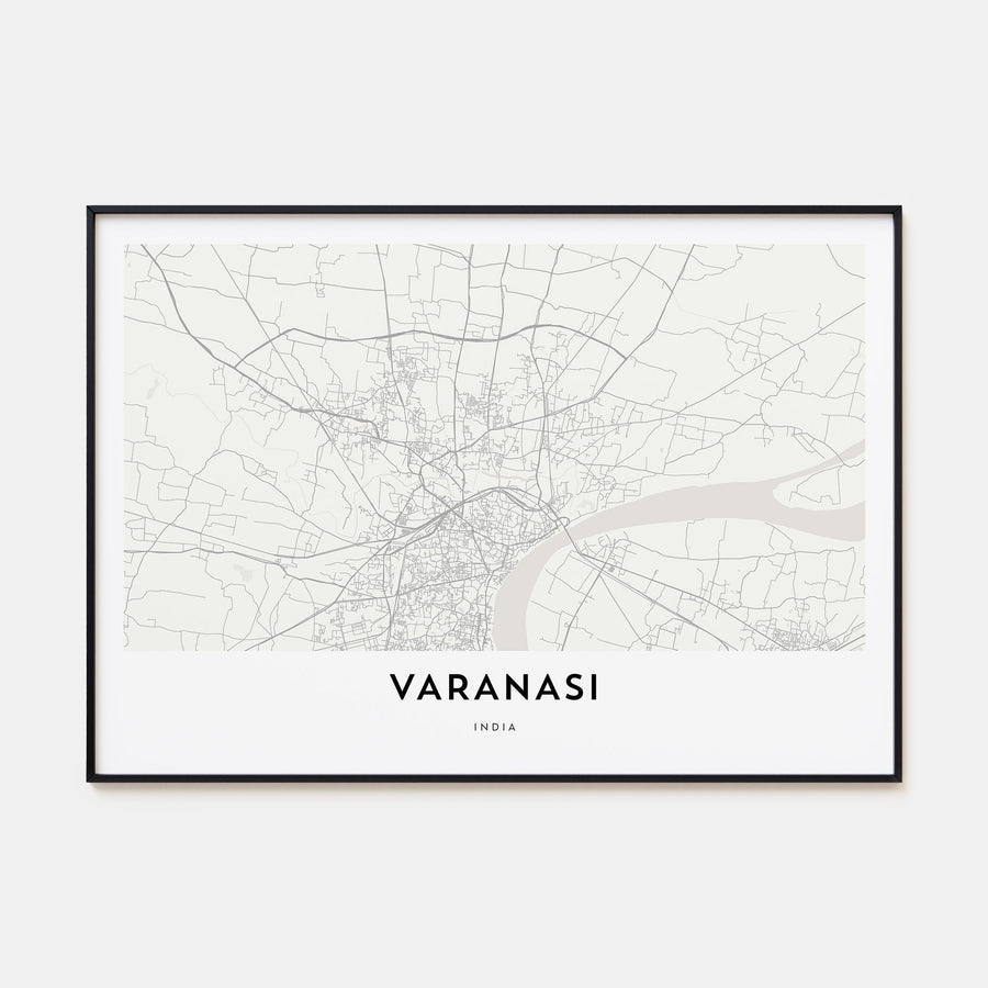 Varanasi Map Landscape Poster
