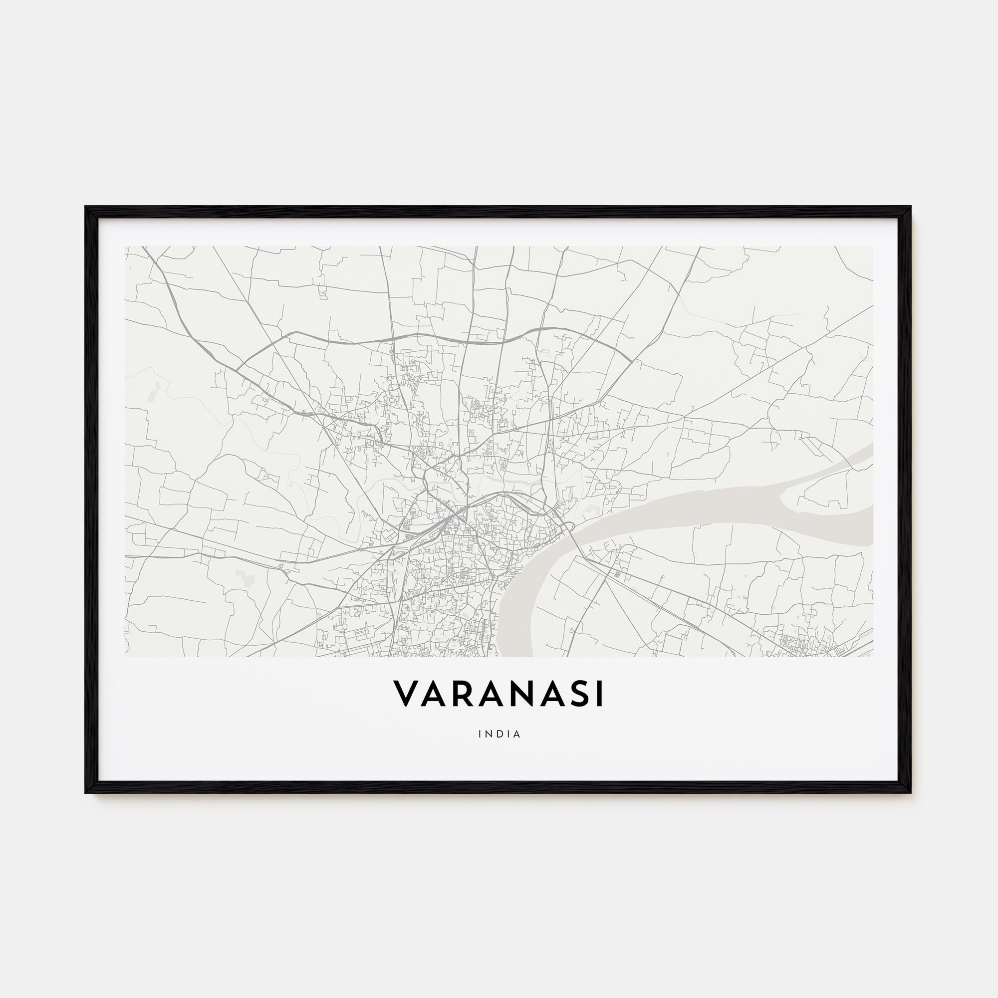 Varanasi Map Landscape Poster