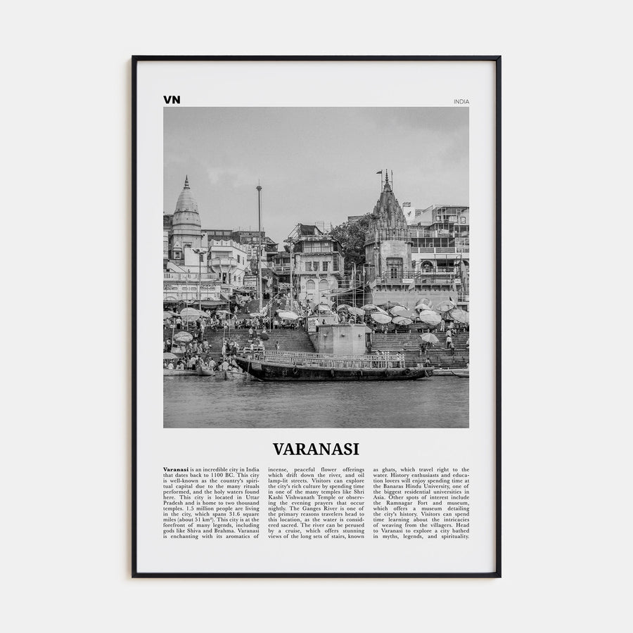 Varanasi Travel B&W Poster
