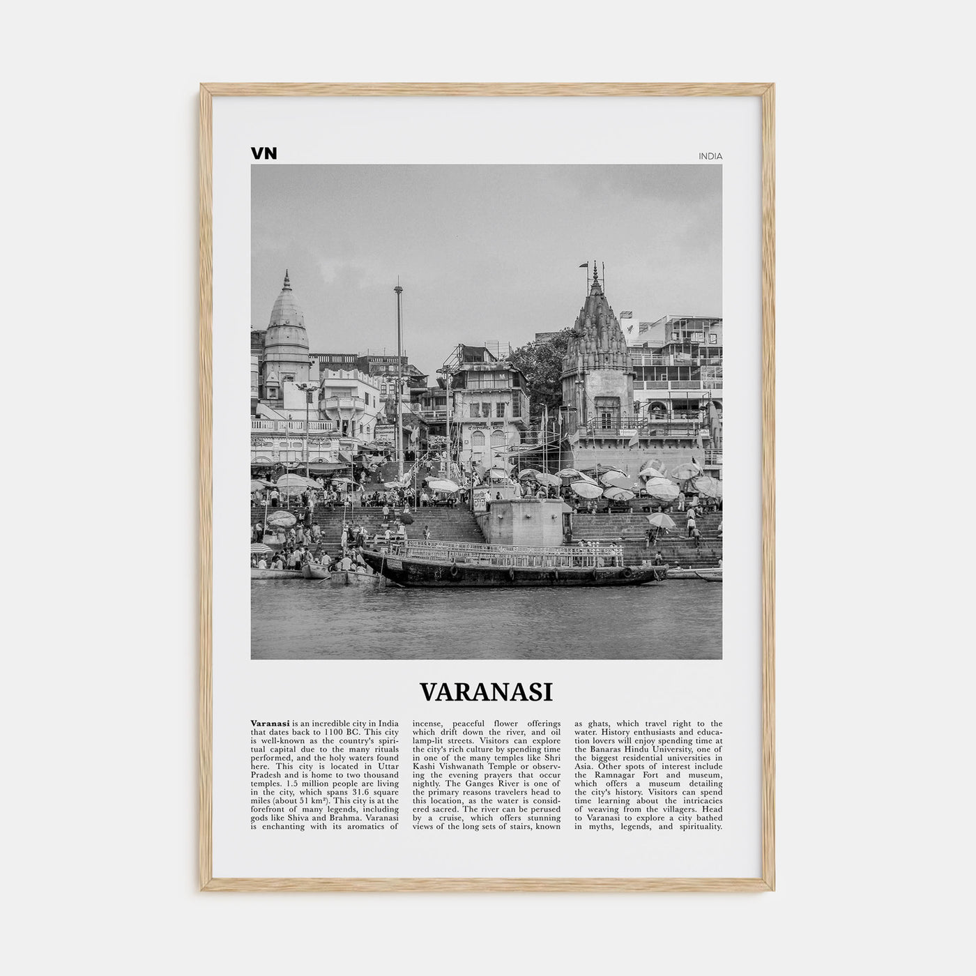 Varanasi Travel B&W Poster