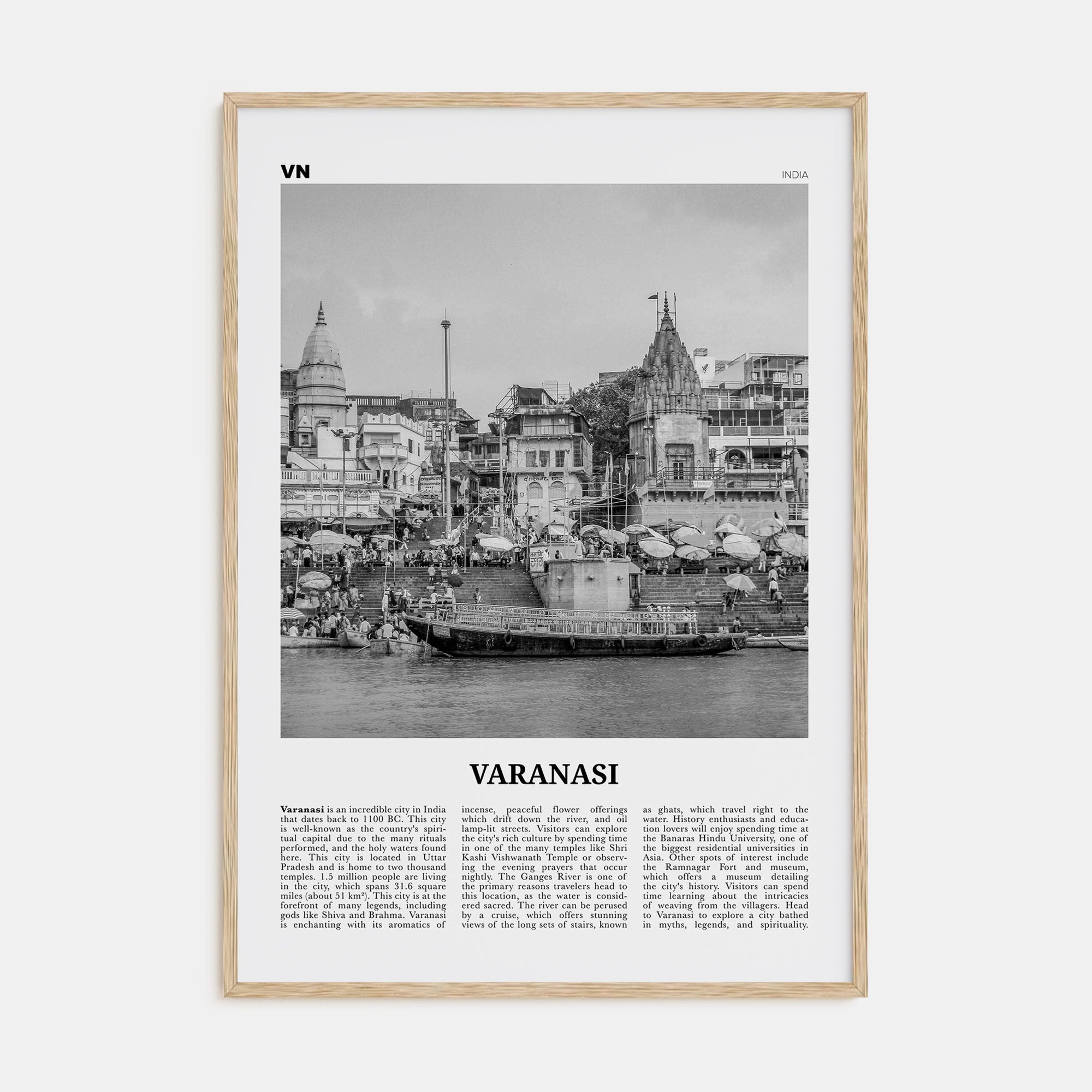 Varanasi Travel B&W Poster