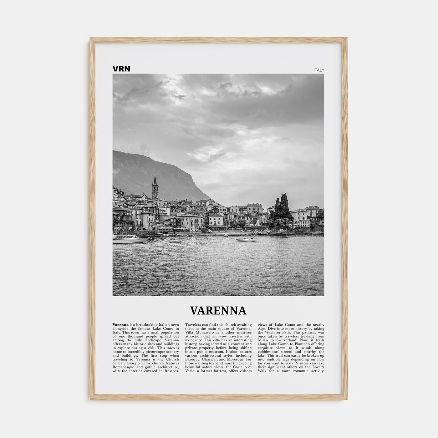 Varenna Travel B&W Poster