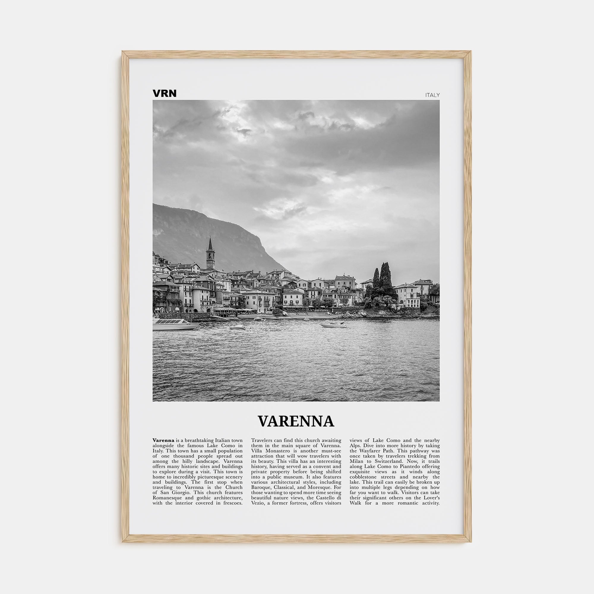Varenna Travel B&W Poster