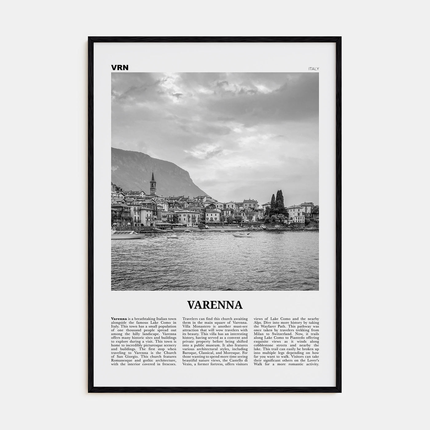 Varenna Travel B&W Poster