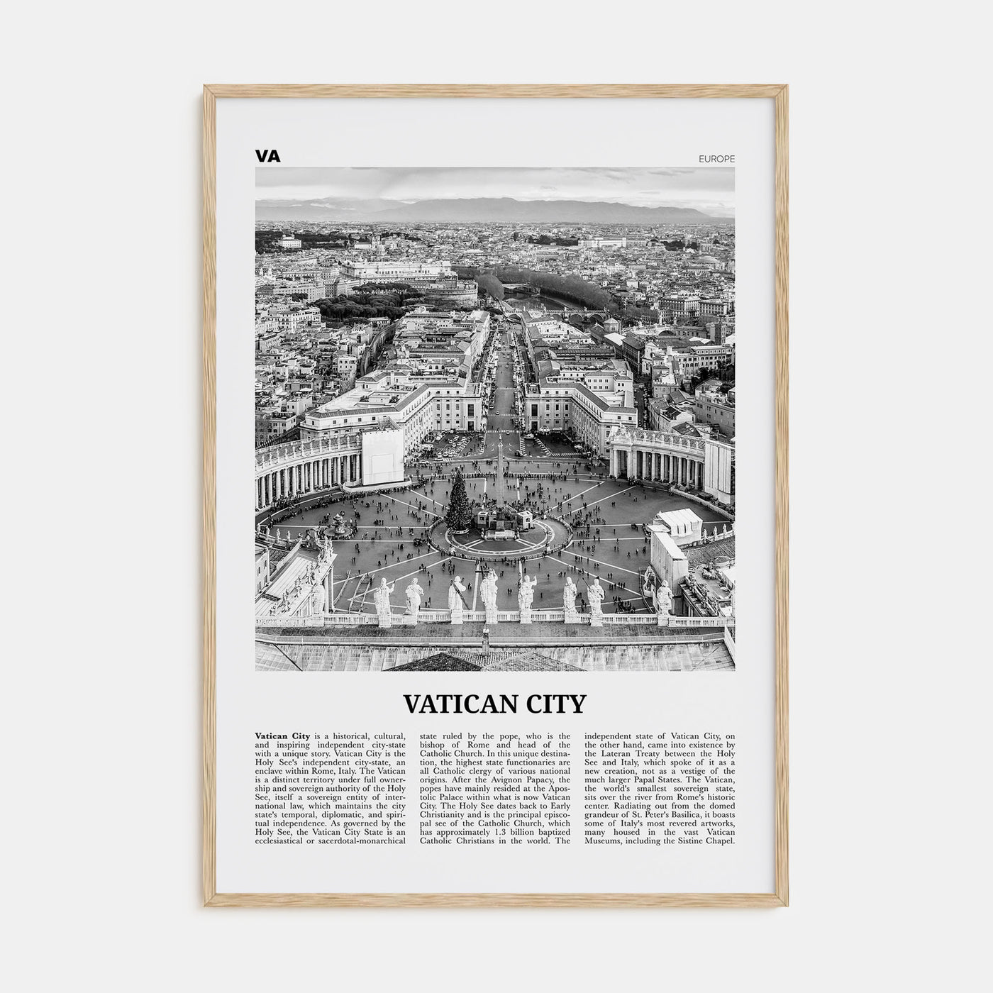 Vatican City Travel B&W Poster