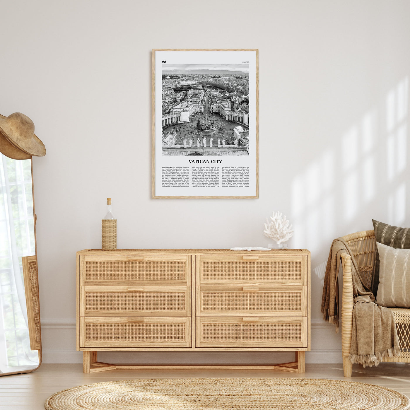 Vatican City Travel B&W Poster