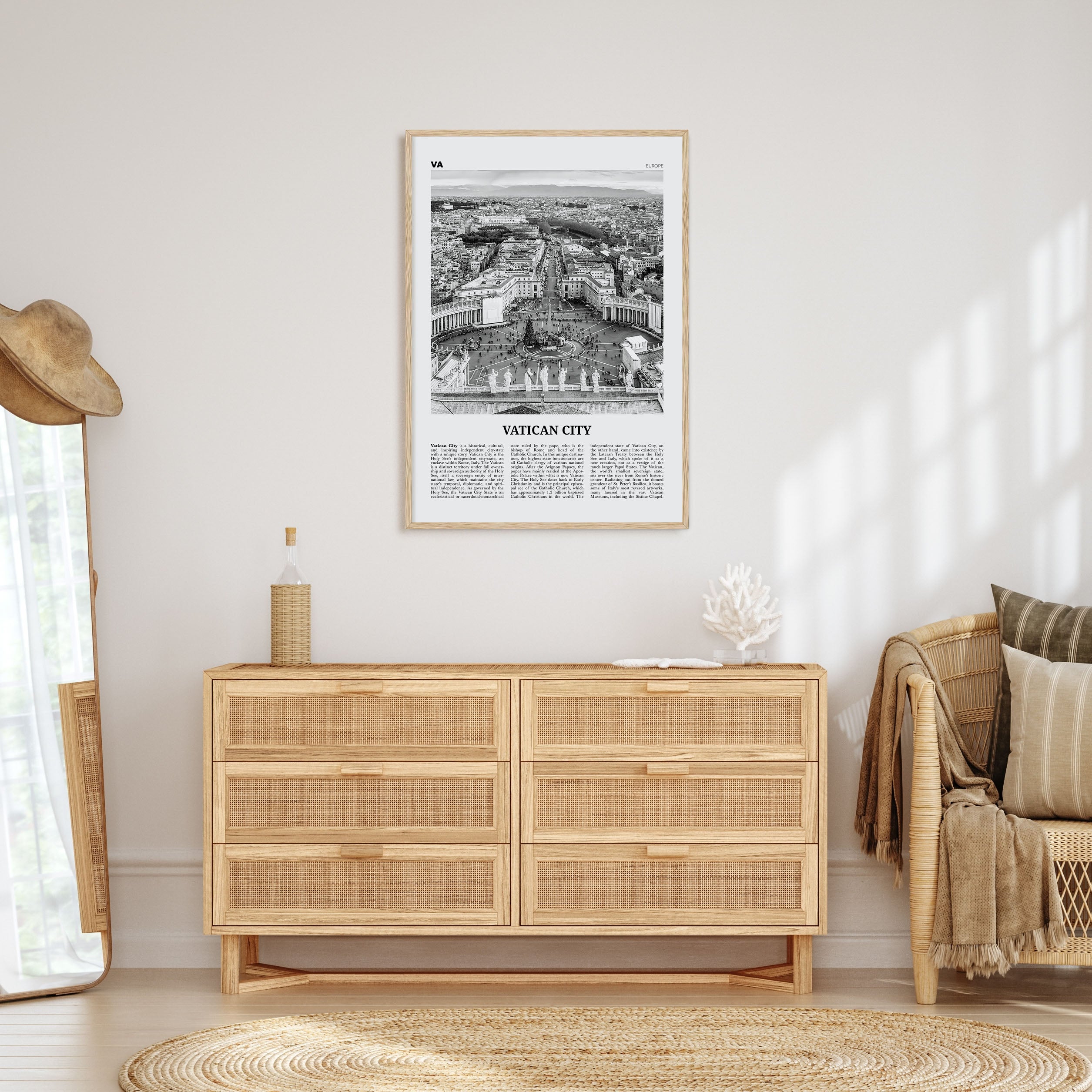 Vatican City Travel B&W Poster